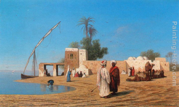Charles Theodore Frere Un vilage aux bords de Nil - Haute Egypte